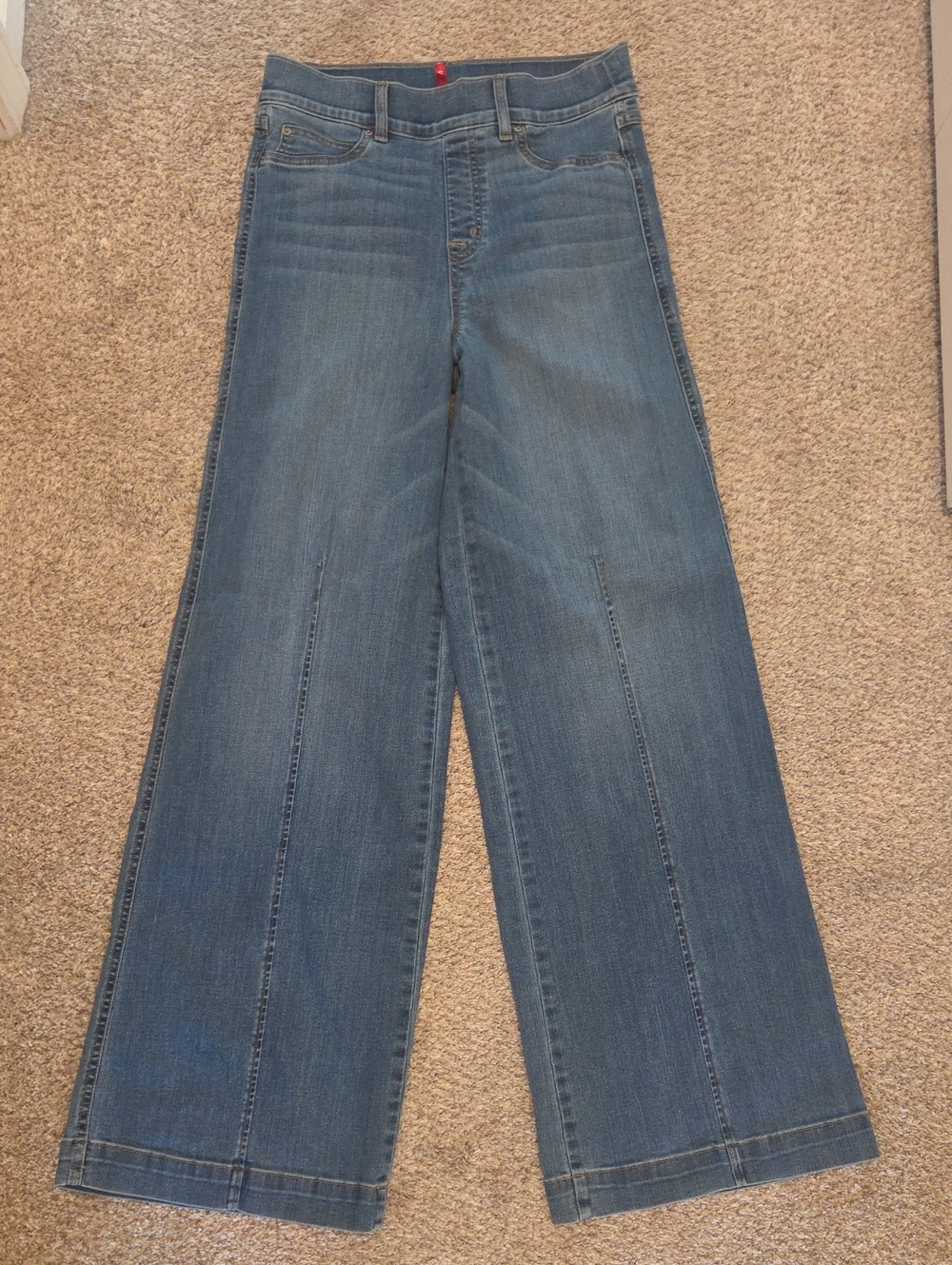 SPANX Wide Leg Jeans in Medium Blue Denim